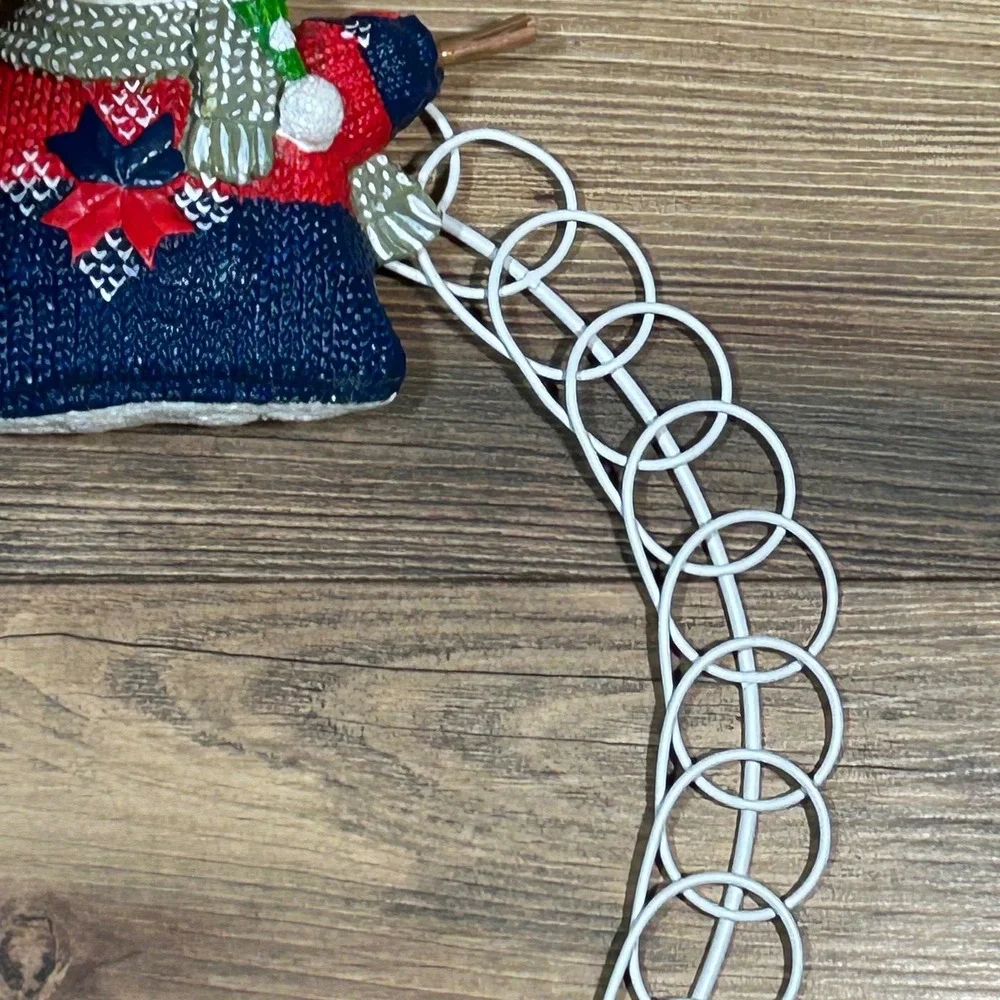 Snowman Wreath Card Holder Hanger 1999 Christmas Decor Metal Rings VTG Silvestri